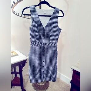 J Crew Factory navy gingham dress